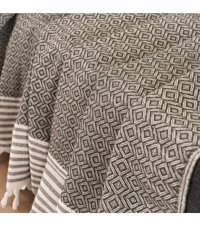 Dafne Moda Naturel Pamuklu Kanvas Püsküllü Süngersiz Armürlü Yeşil Üçlü Koltuk Örtüsü 170x210 cm