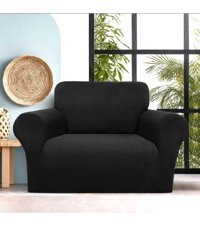 Akbu Polyester Likralı Süngersiz Giydirmeli Lastikli Siyah Tekli Koltuk Örtüsü 75x115 cm