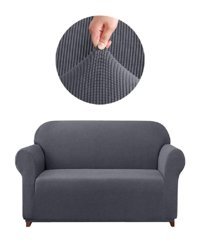 Eldost Ticaret Polyester Likralı Jakarlı Süngersiz Armürlü Giydirmeli Gri İkili Koltuk Örtüsü 115x175 cm