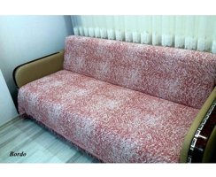 Mandaş Pamuklu Saçaklı Süngersiz Çizgili Bordo Tekli Koltuk Örtüsü 170x220 cm