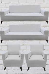 Şahane Ev Mikro Polyester Likralı Jakarlı Süngersiz Düz Giydirmeli Lastikli Bej Üçlü Koltuk Örtüsü 140 cm
