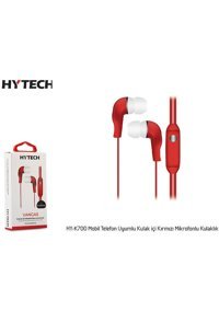 Hytech Hy-K700 Silikonlu Mikrofonlu 3.5 Mm Jak Kablolu Kulaklık Kırmızı