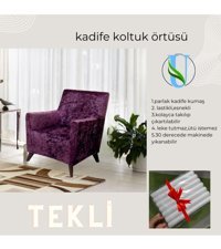 Uy Style Tekstil Kadife Süngerli Armürlü Giydirmeli Mor Tekli Koltuk Örtüsü 75x115 cm