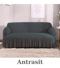 Furkanticaret Polyester Bürümcük Süngersiz Kapitone Giydirmeli Bej Üçlü Koltuk Örtüsü 180x230 cm