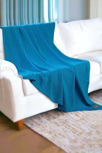 Dalisa Roly Akrilik Örgü Jakarlı Süngersiz Armürlü Mavi Üçlü Koltuk Örtüsü 130x170 cm
