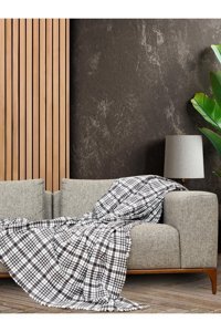 Latuda Concept Softmicro Mikrofiber Şal Süngersiz Armürlü Siyah Tekli Koltuk Örtüsü 130x180 cm