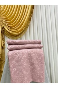 Coperta Home Pamuklu - Polyester Polar Jakarlı Süngersiz Pembe Üçlü Koltuk Örtüsü 170x210 cm
