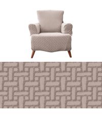 Karahanlı Pamuklu Likralı Jakarlı Süngerli Çizgili Giydirmeli Kahverengi Tekli Koltuk Örtüsü 80x120 cm