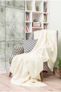 Latuda Concept Polyester Süngersiz Düz Ekru Tekli Koltuk Örtüsü 175x215 cm