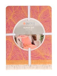 Evidea Pamuklu - Polyester Kanvas Saçaklı Süngersiz Turuncu Tekli Koltuk Örtüsü 130x170 cm