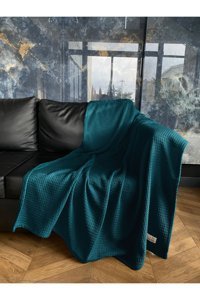 Lucy And Home Pamuklu Jakarlı Süngersiz Düz Mavi Tekli Koltuk Örtüsü 120x170 cm