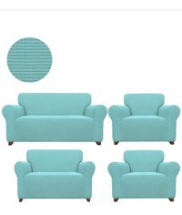 Akbu Polyester Likralı Süngersiz Giydirmeli Lastikli Turkuaz Dörtlü Koltuk Örtüsü 180x230 cm