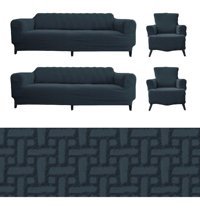 Furkanticaret Jakarlı Süngersiz Geometrik Desenli Giydirmeli Gri 3-3-1-1 Koltuk Örtüsü 230x180 cm