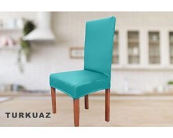 Abeltrade Polyester Likralı Süngersiz Düz Giydirmeli Lastikli Turkuaz Tekli Koltuk Örtüsü 35x100 cm