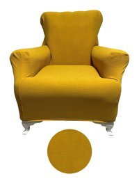 Mehira Tesettür Polyester Süngersiz Çizgili Giydirmeli Sarı Tekli Koltuk Örtüsü 60x80 cm