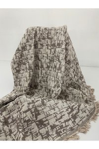 Aksesuar Püsküllü Süngersiz Armürlü Bej Tekli Koltuk Örtüsü 180x200 cm
