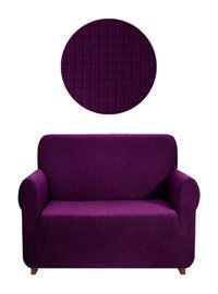 Karahanlı Polyester Süngersiz Pitikare Desenli Giydirmeli Mor Tekli Koltuk Örtüsü 140x180 cm