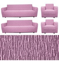 Bibaha Pamuklu Jakarlı Süngersiz Düz Giydirmeli Lastikli Pembe Dörtlü Koltuk Örtüsü 180x230 cm