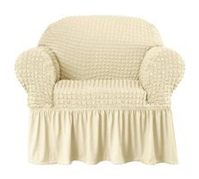 Özmakan Pamuklu - Polyester Bürümcük Jakarlı Süngersiz Düz Giydirmeli Bej Tekli Koltuk Örtüsü 80x120 cm