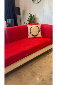 Mulberry Wellsoft Polyester Süngersiz Düz Kırmızı Tekli Koltuk Örtüsü 220x230 cm