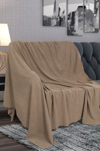 As Homes Pamuklu - Polyester Süngersiz Düz Kahverengi Tekli Koltuk Örtüsü 175x215 cm