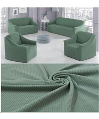 Güzelevim Polyester Likralı Süngersiz Kırçıllı Giydirmeli Gri 3-3-1-1 Koltuk Örtüsü 180x230 cm
