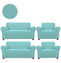 Furkanticaret Pamuklu - Polyester Süngersiz Düz Giydirmeli Turkuaz 3-3-1-1 Koltuk Örtüsü 180x230 cm