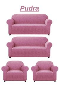 Heytgah Jakarlı Süngersiz Kırçıllı Giydirmeli Gri 3-3-1-1 Koltuk Örtüsü 180x230 cm