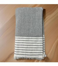 Özmakan Keten Likralı Jakarlı Süngersiz Çizgili Giydirmeli Gri Tekli Koltuk Örtüsü 170x220 cm