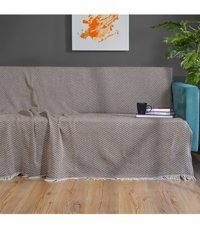 Home Mod Store Pamuklu Saçaklı Süngersiz Geometrik Desenli Bordo Tekli Koltuk Örtüsü 210x170 cm