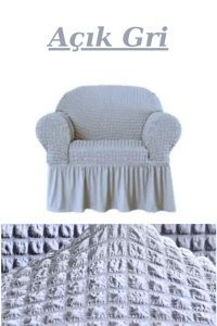 Furkanticaret Polyester Bürümcük Süngersiz Kapitone Giydirmeli Krem Tekli Koltuk Örtüsü 180x230 cm