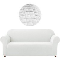 Elgeyar Polyester Likralı Jakarlı Süngersiz Armürlü Giydirmeli Beyaz Üçlü Koltuk Örtüsü 180x230 cm