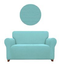 Elgeyar Polyester Likralı Jakarlı Süngersiz Armürlü Giydirmeli Turkuaz İkili Koltuk Örtüsü 140x180 cm