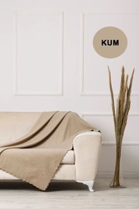Enoteks Şönil Kanvas Jakarlı Süngersiz Armürlü Bej Üçlü Koltuk Örtüsü 175x215 cm