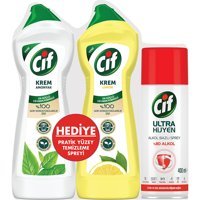 Cif Limon Kokulu Amonyaklı Sprey Aerosol Yüzey Temizleyici 2x750 ml + Cif Sprey Aerosol 400 ml