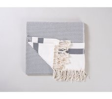 Buldan Ulvi Pamuklu Kanvas Püsküllü Süngersiz Armürlü Siyah Üçlü Koltuk Örtüsü 170x210 cm