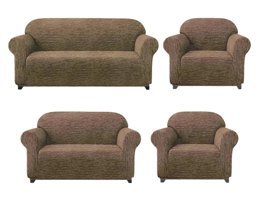 Furkanticaret Jakarlı Süngersiz Kırçıllı Giydirmeli Kahverengi 3-3-1-1 Koltuk Örtüsü 180x230 cm