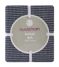 Nuvomon Pamuklu - Polyester Süngersiz Armürlü Lacivert Tekli Koltuk Örtüsü 170x226 cm