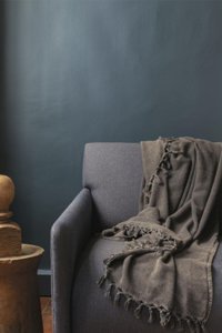 İssimo Home Pamuklu Püsküllü Süngersiz Düz Kahverengi Tekli Koltuk Örtüsü 140x180 cm