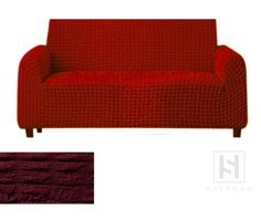 Heytgah Polyester Bürümcük Süngersiz Kapitone Giydirmeli Bordo Üçlü Koltuk Örtüsü 180x230 cm