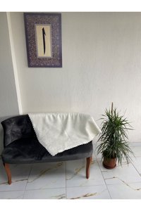 Nur Home Tekstil Polyester Süngerli Çizgili Bej Tekli Koltuk Örtüsü 170x210 cm