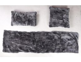 Dericibey Pamuklu Kürklü Tüylü Süngersiz Antrasit Üçlü Koltuk Örtüsü 50x180 cm