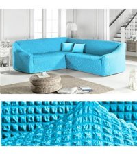 Heytgah Polyester Bürümcük Süngersiz Kapitone Giydirmeli Turkuaz L Koltuk Koltuk Örtüsü 300x450 cm