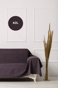 Velerde Home Pamuklu - Polyester Polar Süngersiz Düz Gri Tekli Koltuk Örtüsü 180x300 cm