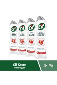 Cif Krem Ultra Hijyen Çamaşır Suyu Katkılı Yüzey Temizleyici 4x450 ml