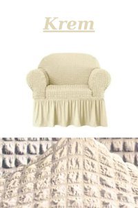 Furkanticaret Polyester Bürümcük Süngersiz Düz Giydirmeli Krem Tekli Koltuk Örtüsü 180x230 cm