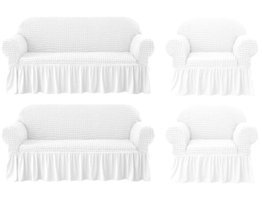 Elgeyar Pamuklu - Polyester Bürümcük Jakarlı Süngersiz Armürlü Giydirmeli Beyaz Sekizli Koltuk Örtüsü 183x230 cm