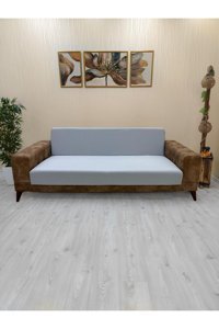 Afd Collection Polyester Süngersiz Düz Giydirmeli Lastikli Gri Tekli Koltuk Örtüsü 60x190 cm