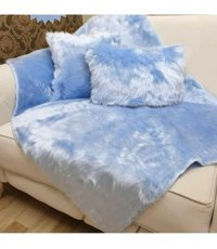 Paris Life Pamuklu Polar Peluş Süngersiz Mavi Üçlü Koltuk Örtüsü 150x150 cm