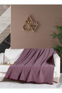 Mulberry Macar Pamuklu - Polyester Süngersiz Petek Desenli Bordo Tekli Koltuk Örtüsü 170x230 cm